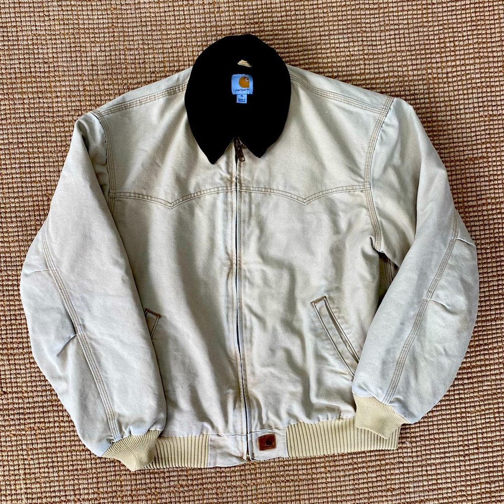 Carhartt insulated heavy canvas coat with brown corduroy collar no hood XL